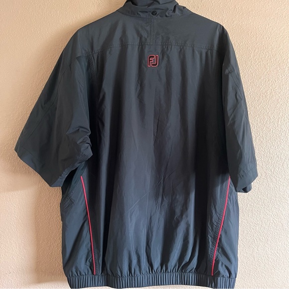 FootJoy Dryjoys Tour Collection Size Large 1/2 Zip Black Red Windbreaker Jacket - Picture 7 of 10